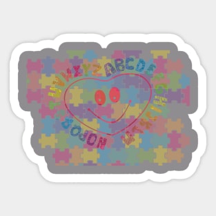 ABC Colorful Smile face Puzzle Sticker